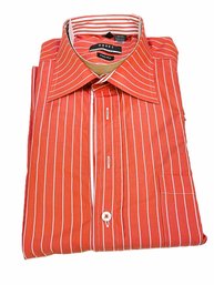 Haupt Germany Orange Striped Two Ply Cotton Dress Shirt-Size 40M