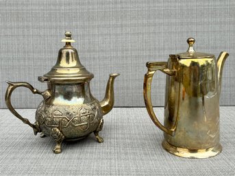 A Vintage Indian Silver Plated Tea Pot And Coffee Pot