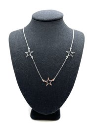 Vintage Sterling Silver Three Star Necklace