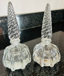 Pair Of Swirl Top Perfume Bottles 8'