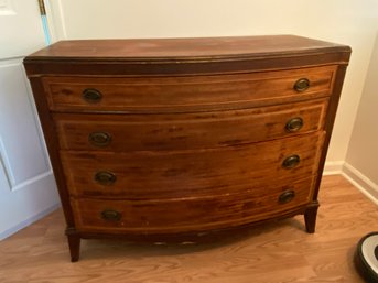 Early 19Th Century Sheraton 4 Drawer Bowfront Chest Of Drawers