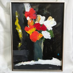 Original James Pascucci Oil On Board Under Glass Painting - Flowers In Vase - SKU: 8711892