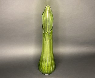 Vintage Mid-Century Green Glass 'Swung'  Vase