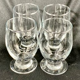 Vintage Set Of 4 Footed Clear Water Glasses