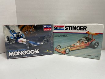 Monogram , Pair Of 1/24 Scale Model Kits: Tom ' Mongoose' McEwen's Dragster & A Stinger (#132)