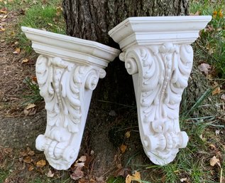 Elegant Pair Terra Cotta Scrolled Ornate Corbels