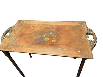 Carved And Inlaid Folding Table