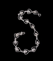 Dainty Sterling Silver Hearts Bracelet