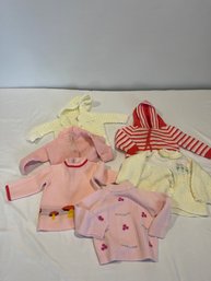 Lot Of 6 Vintage Baby Girl Sweaters