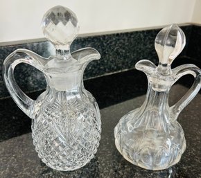 2 Glass Cruets With Stoppers