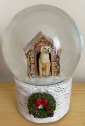 Goldern Retriever In Decorated Doghouse Christmas Snow Globe