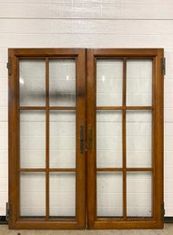 Pair Of Solid Oak Hinged Window Panes