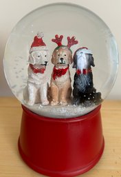 Musical Christmas Snow Globe Featuring 3 Different Dog Breeds Tested/Working  5' Height