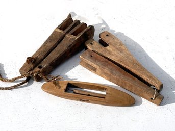 Antique Wood Plum Line And Measuring Tools