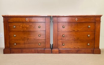 A Pair Of European Marble Top Petit Chests Of Drawers From Bloomingdales