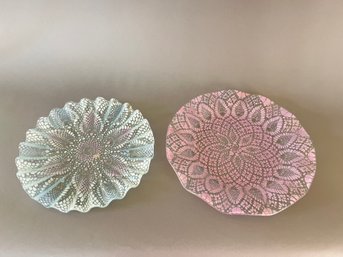 Pair Of Decorate Glass Plates By Sydenstricker