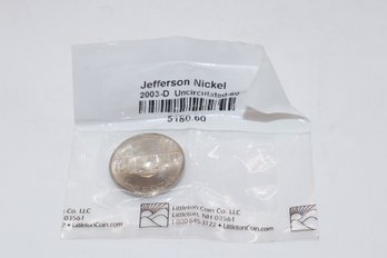 Jefferson Nickel 2003D Uncirculated Coin