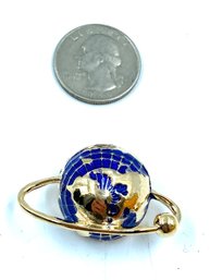 Goldtone Atomic Globe Brooch