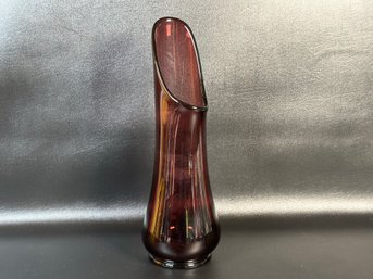 A Vintage Swung Glass Vase In Amethyst