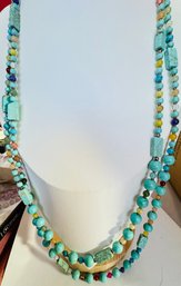 SOUTH SUN STERLING SILVER MULTI STONE DOUBLE STRAND NECKLACE