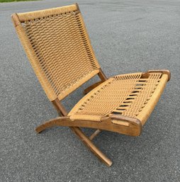 Vintage Hans Wegner Style Folding Rope Lounge Chair
