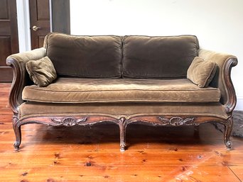 A Vintage Lyre-Form Sofa In Velvet