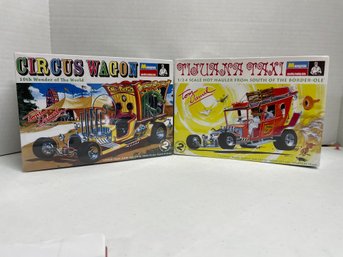 Monogram, Pair Of Tom Daniel's 1/24 Model Kits: Tijuana Taxi And Circus Wagon (#133)