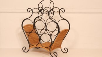 WICKER & IRON WINE HOLDER RACK