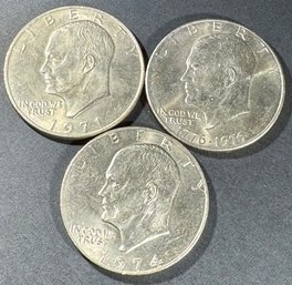 3 Eisenhower Dollars 1971, 1974, 1976