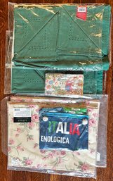 2 New Lenox 8 Piece Napkin Sets, 2 New Ralph Lauren 4 Piece Placemat Sets, Italian Apron & Paper Napkins