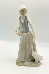 Vintage Porcelain Bisque Figurine NAO By Lladro Spain  ~ Hungry Goose ~ (A)