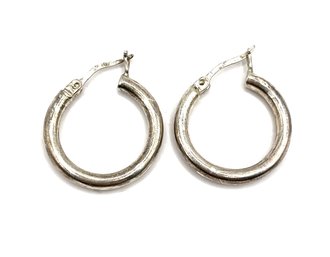 Vintage Sterling Silver Thick Hoop Earrings
