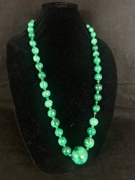 Large, Genuine Malachite Bead Necklace