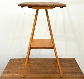 An Unusual Mid Century Paneled Pine Occasional Table