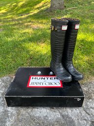 Hunter & Jimmy Choo Black Rubber Boots Size 6