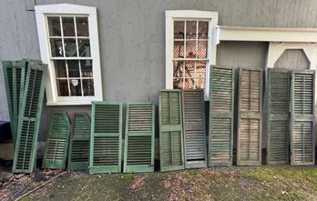 Group Of (14) Antique Green Painted Shutters