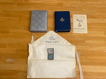 Vintage Masons Bible, Robe, And 14K Gold Pin