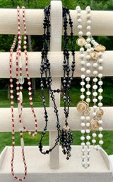 3 Beautiful Vintage Opera Length Necklaces