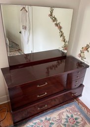 Modern Mahogany Ladies Dresser With Mirror