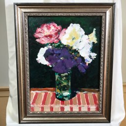 Original James Pascucci Oil On Canvas - Abstract Flowers In Vase - Framed - SKU: 99-11-1340