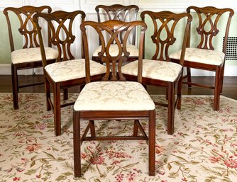 A Set Of 6 English Mahogany Chippendale Dining Chairs