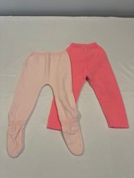 Two Pairs Of Vintage Pink Baby Girl Pants