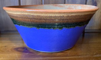 Vibrant Blue Signed Pottery Bowl (dimensions?) New Never Used