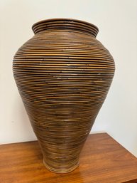 Large Vintage Boho Spun Bamboo Vase