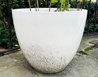 A Cast Fiberglass Planter With Live Plants