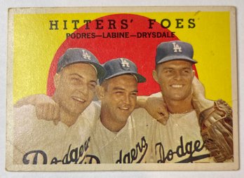 1959 Topps #262 Hitters Foes W/ Don Drysdale/ Johnny Podres And Clem Labine