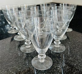 Set Of 10 Glasses With Etching Near Rim 5.5' Height, 3.25' Diameter