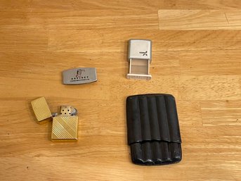 Zippo, Match Holder, Knife, And Cigarillo Holder