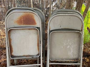 6 Vintage Metal Folding Chairs With Bonus Additional Chairs Of Varying Condition