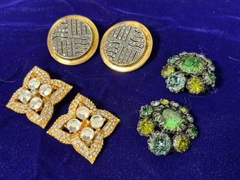 Vintage Trio Of Clip On Earrings: Jay Feinberg, Schreiner,  Sterling - QUALITY